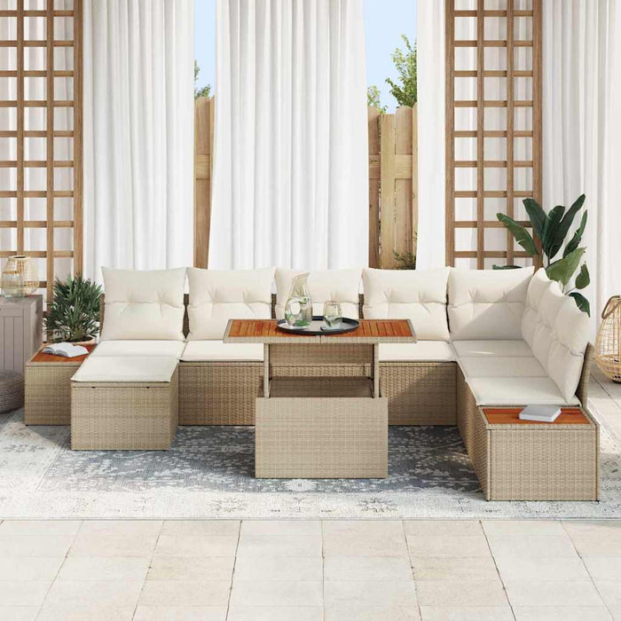 Set de masă pentru grădină cu pernă 9 pcs Bej și crem - WALTI WALTI
