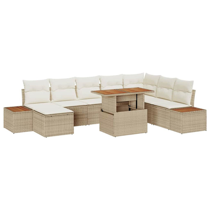 Set de masă pentru grădină cu pernă 9 pcs Bej și crem - WALTI WALTI