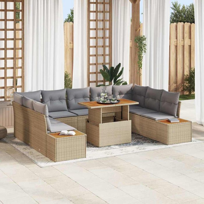 Set de masă pentru grădină 10 pcs Bej, Gri 100 x 55 x 73 cm - WALTI WALTI