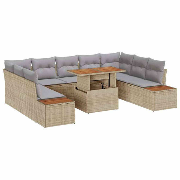Set de masă pentru grădină 10 pcs Bej, Gri 100 x 55 x 73 cm - WALTI WALTI