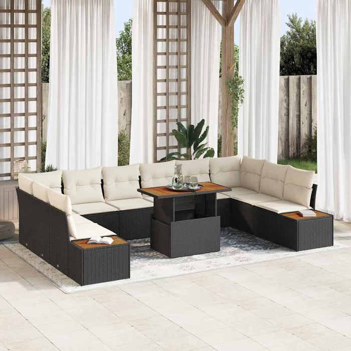 Set de masă pentru grădină 11 pcs Alb Negru 100 x 55 x 73 cm - WALTI WALTI