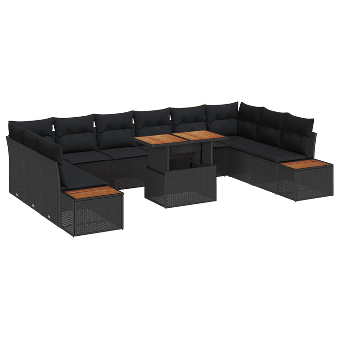 Set de masă pentru grădină cu pernă Manual 11 pcs Negru și Maro - WALTI WALTI