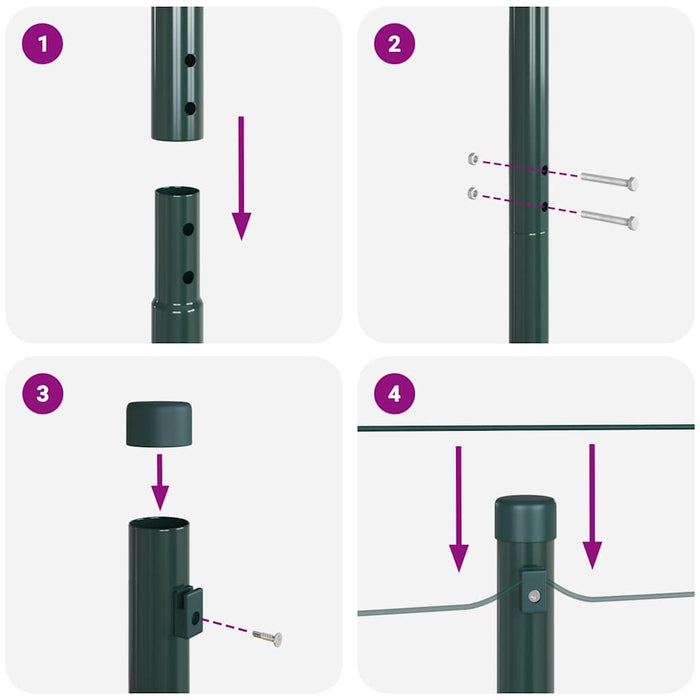 Stâlp de gard. 26 pcs Verde 3.2 x 3.2 x 170 cm Oțel - WALTI WALTI