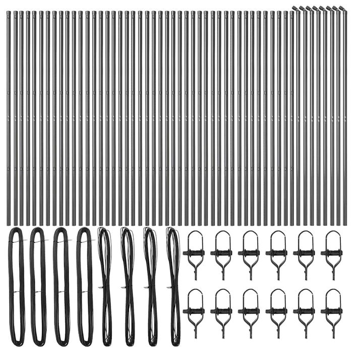Stâlp de gard. 52 pcs Gri 3.2 x 3.2 x 210 cm Oțel - WALTI WALTI