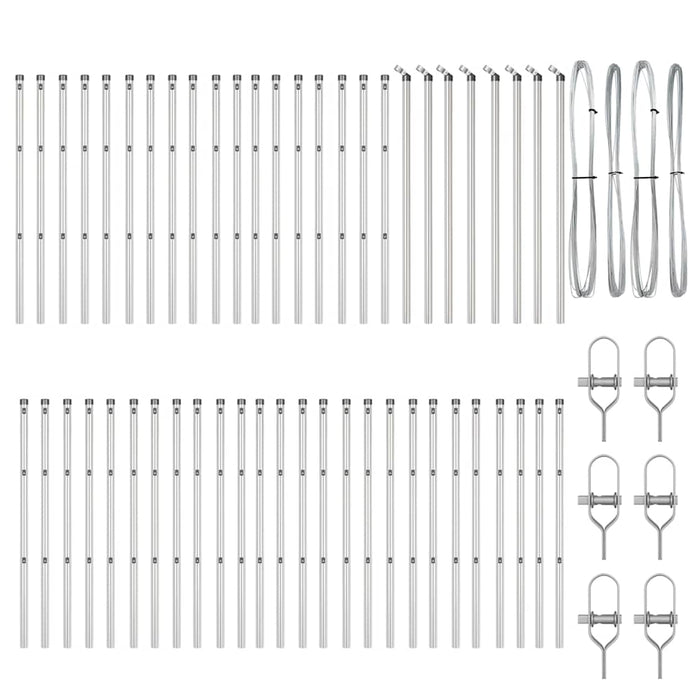 Stâlp de gard. 52 pcs Argintiu 3.2 x 3.2 x 80 cm Oțel - WALTI WALTI