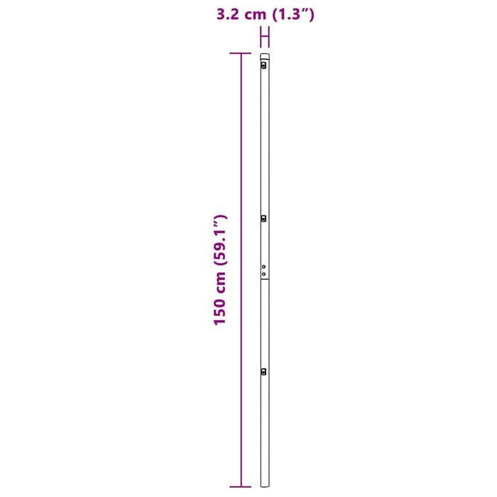 Stâlp de gard. 52 pcs Argintiu 3.2 x 3.2 x 150 cm Oțel - WALTI WALTI