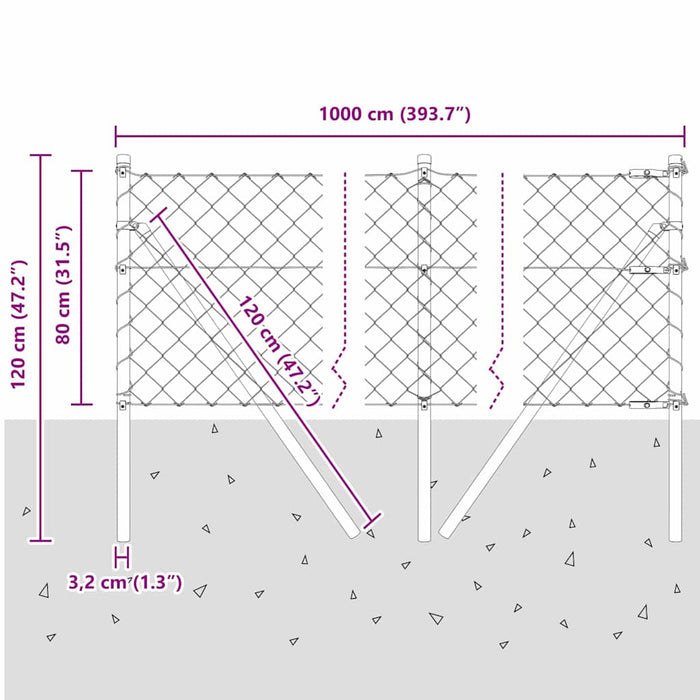 Giratorie cu Stâlpi Gri 0.8 x 10 m Oțel - WALTI WALTI