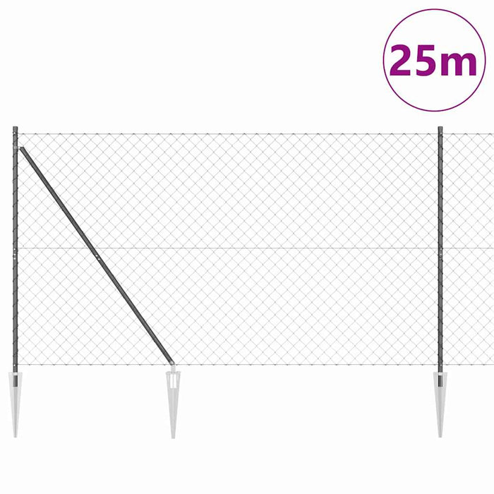 Împrejmuire din plasă cu stâlpi Gri 1.6 x 25 m Oțel - WALTI WALTI