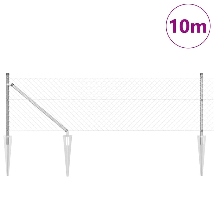 Împrejmuire din plasă cu stâlpi Argintiu 0.4 x 10 m Oțel - WALTI WALTI