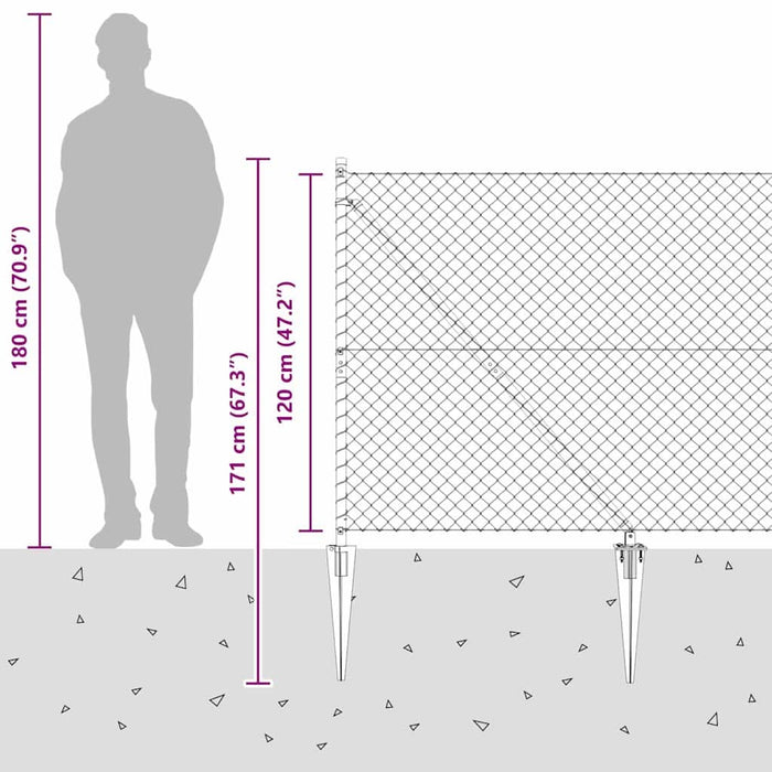 Giratorie cu Stâlpi Argintiu 10 x 1.2 m Oțel - WALTI WALTI