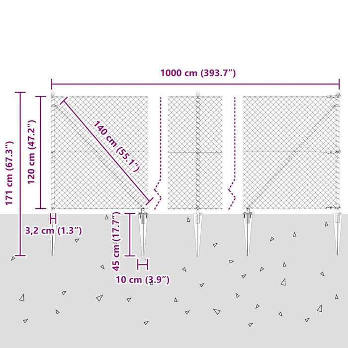 Giratorie cu Stâlpi Argintiu 10 x 1.2 m Oțel - WALTI WALTI