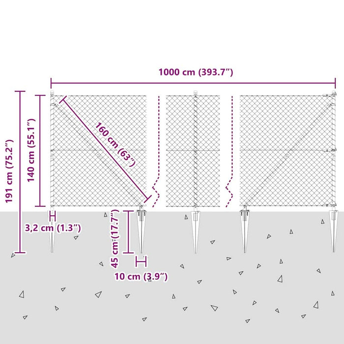 Giratorie cu Stâlpi Argintiu 10 x 1.4 m Oțel - WALTI WALTI