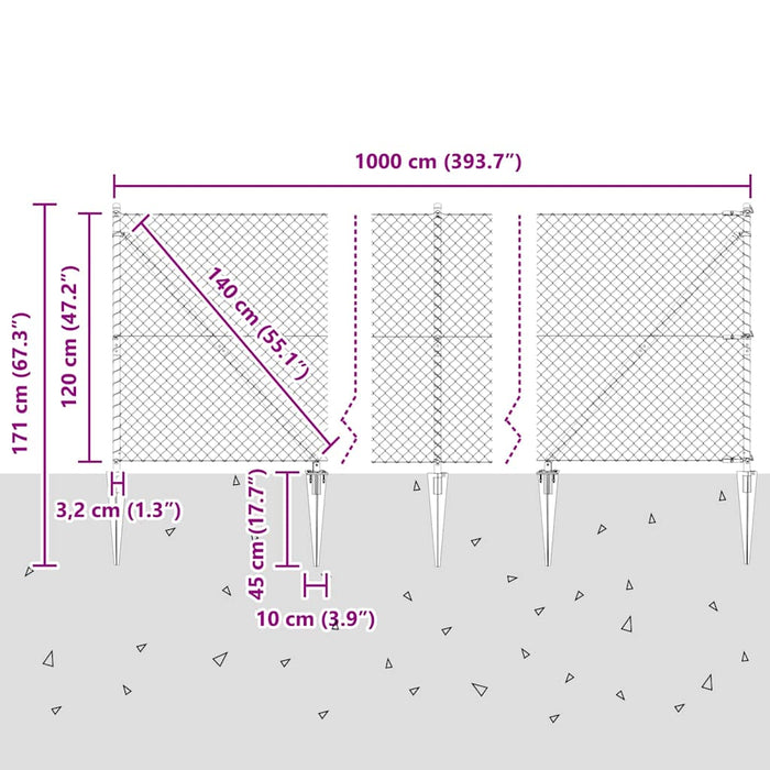 Giratorie cu Stâlpi Argintiu 10 m x 1.2 m Oțel - WALTI WALTI