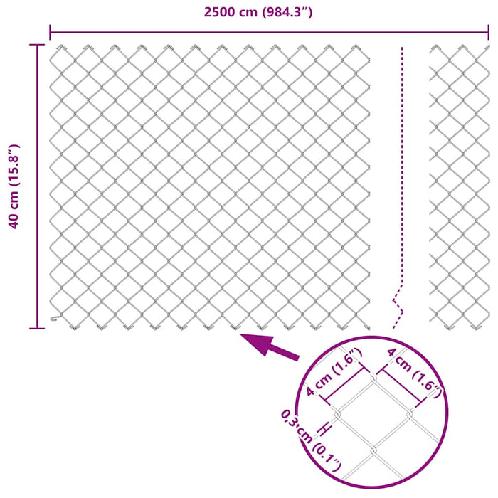 Giratorie cu Stâlpi Argintiu 25 x 0.4 m (plasă 40 x 40 mm) Oțel - WALTI WALTI