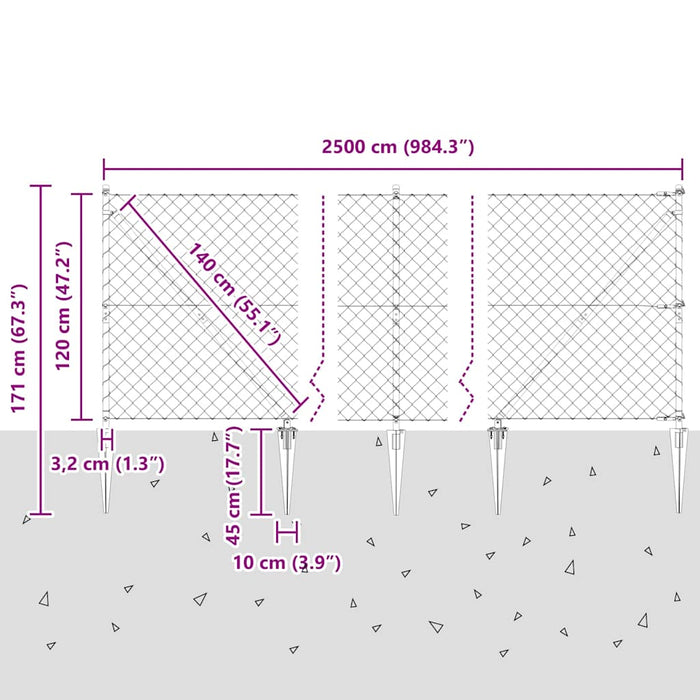 Giratorie cu Stâlpi Argintiu 25 x 1.2 m Oțel - WALTI WALTI