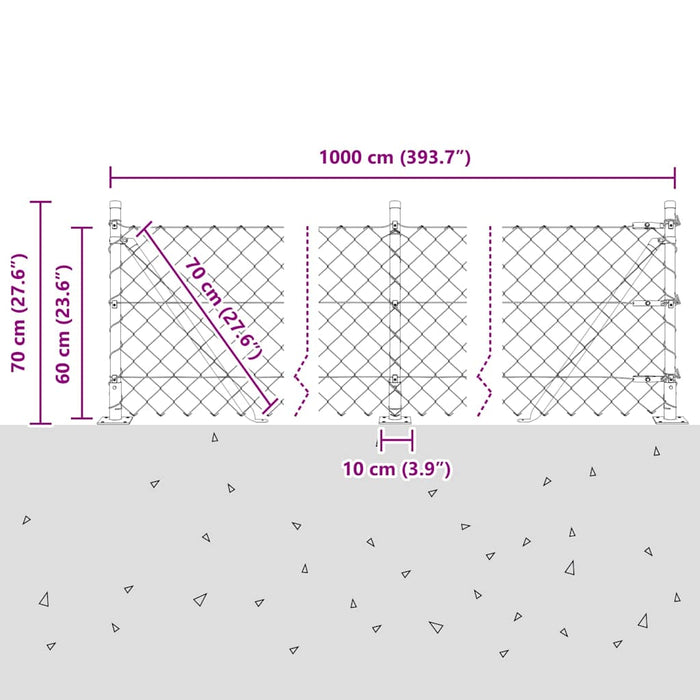 Giratorie cu Stâlpi Argintiu 10 x 0.6 m (mesh de 60 x 60 mm) - WALTI WALTI