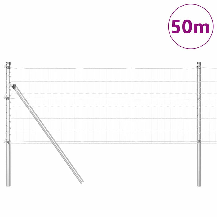 Îngrădire cu stâlpi Argintiu 0.6 x 50 m Oțel - WALTI WALTI