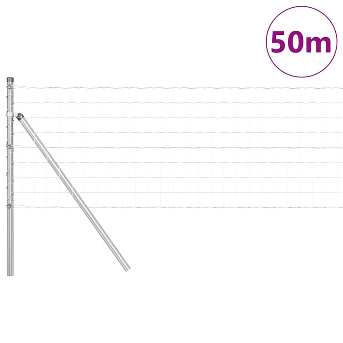 Îngrădire cu stâlpi Argintiu 0.6 x 50 m Oțel - WALTI WALTI