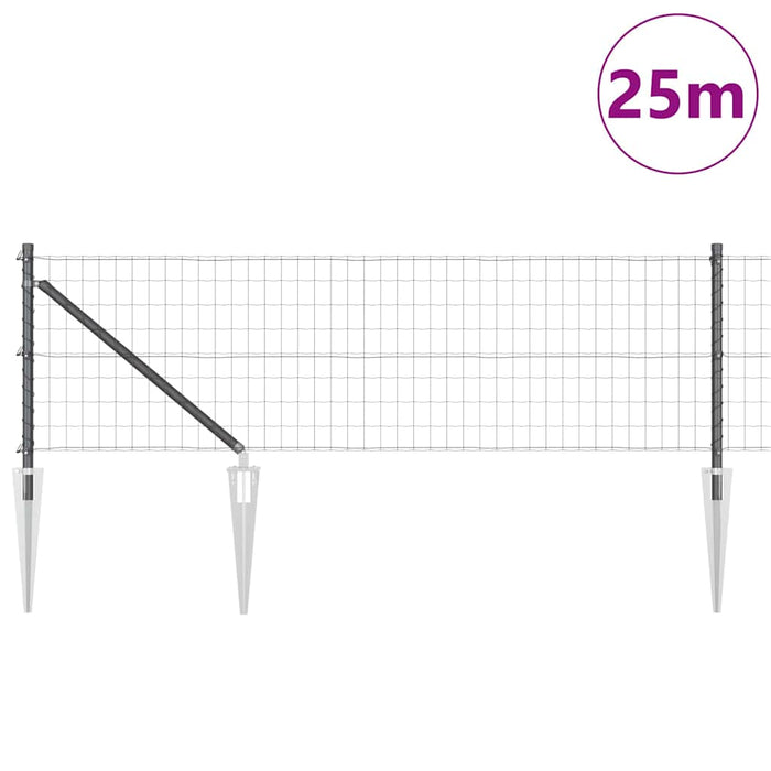 Îngrădire cu stâlpi Gri 0.6 x 25 m Oțel - WALTI WALTI