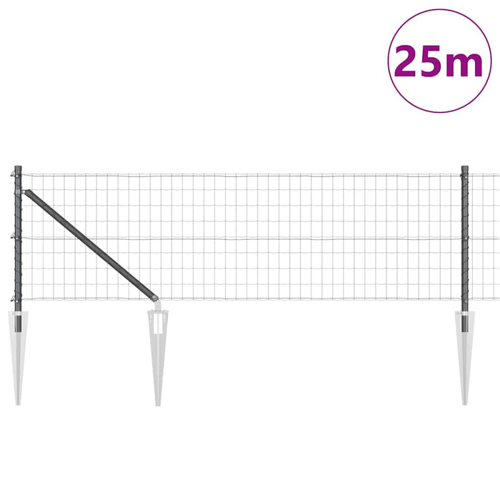 Îngrădire cu stâlpi Gri 0.6 x 25 m Oțel - WALTI WALTI