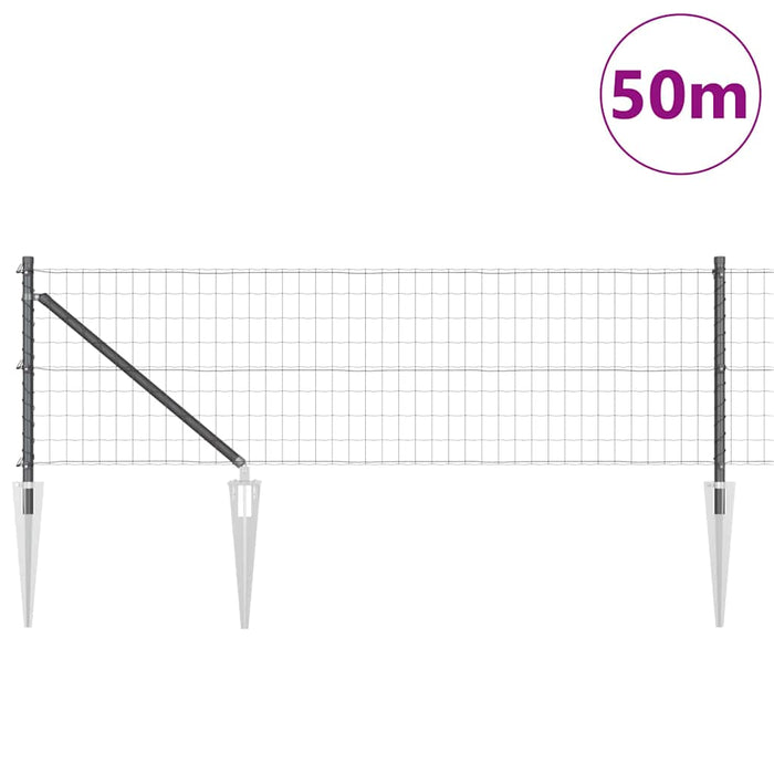 Îngrădire cu stâlpi Gri 0.6 x 50 m Oțel - WALTI WALTI