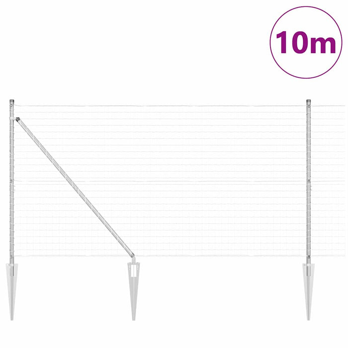 Îngrădire cu stâlpi Argintiu 1.2 x 10 m Oțel - WALTI WALTI