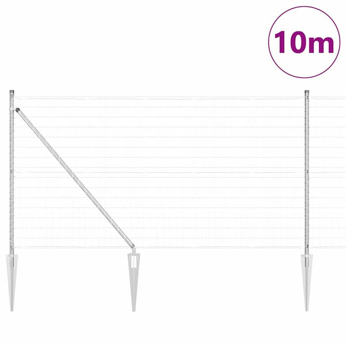 Îngrădire cu stâlpi Argintiu 1 x 10 m Oțel - WALTI WALTI
