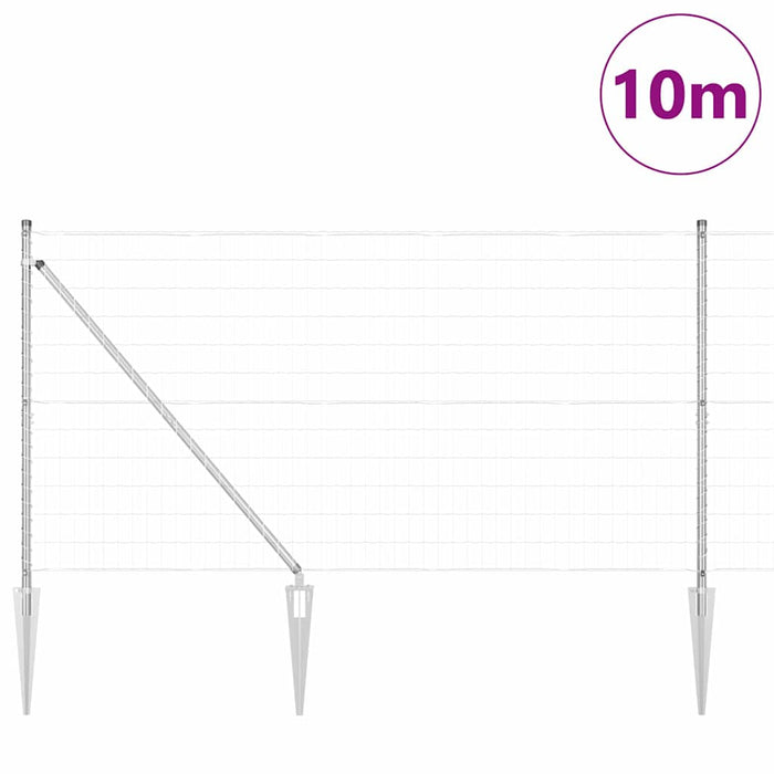 Îngrădire cu stâlpi Argintiu 1.4 x 10 m Oțel - WALTI WALTI