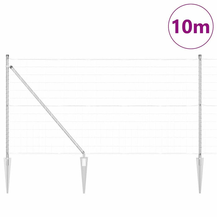 Îngrădire cu stâlpi Argintiu 1 x 10 m Oțel - WALTI WALTI