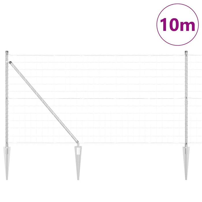 Îngrădire cu stâlpi Argintiu 1.2 x 10 m Oțel - WALTI WALTI
