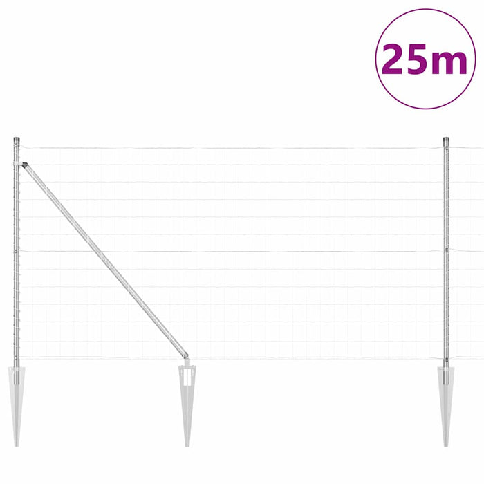 Îngrădire cu stâlpi Argintiu 1 x 25 m Oțel - WALTI WALTI