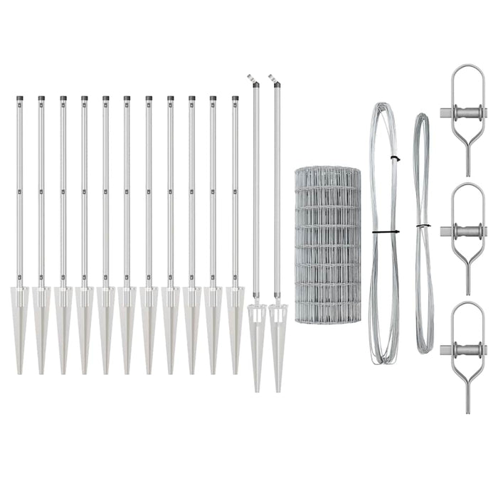 Îngrădire cu stâlpi Argintiu 0.6 x 10 m Oțel - WALTI WALTI