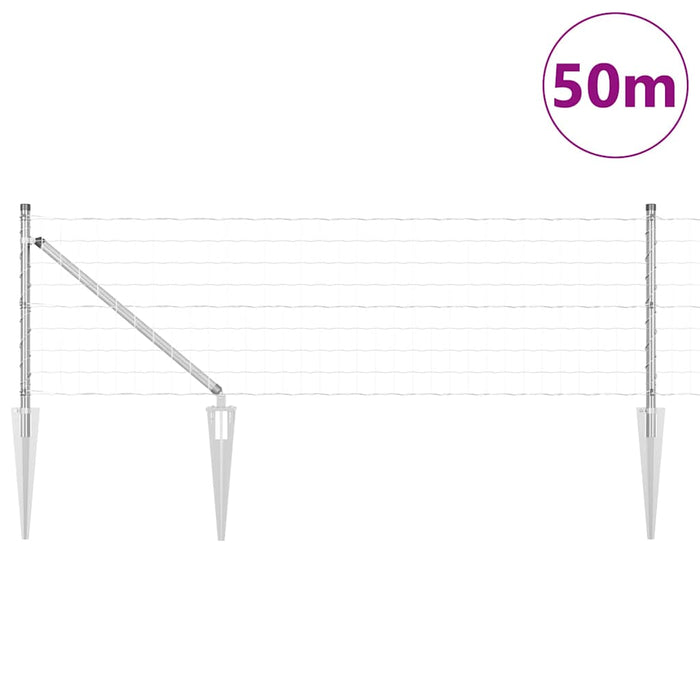 Îngrădire cu stâlpi Argintiu 0.6 x 50 m Oțel - WALTI WALTI