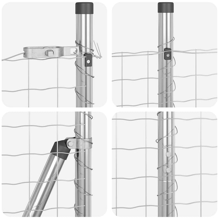 Îngrădire cu stâlpi Argintiu 1.4 x 10 m Oțel - WALTI WALTI