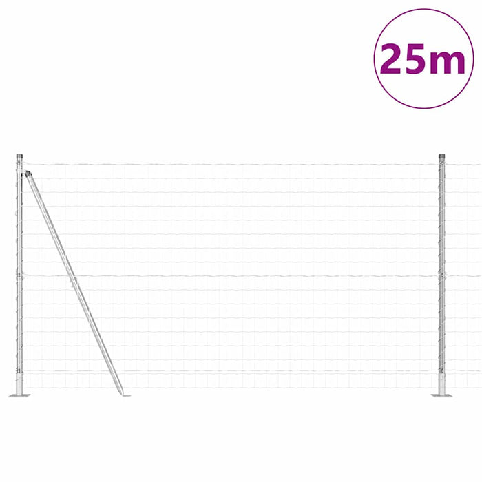 Îngrădire cu stâlpi Argintiu 1.2 x 25 m Oțel - WALTI WALTI