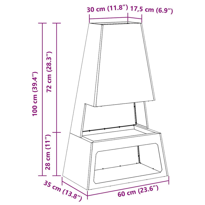 Cuptor de foc Negru 60 x 35 x 100 cm Oțel - WALTI WALTI