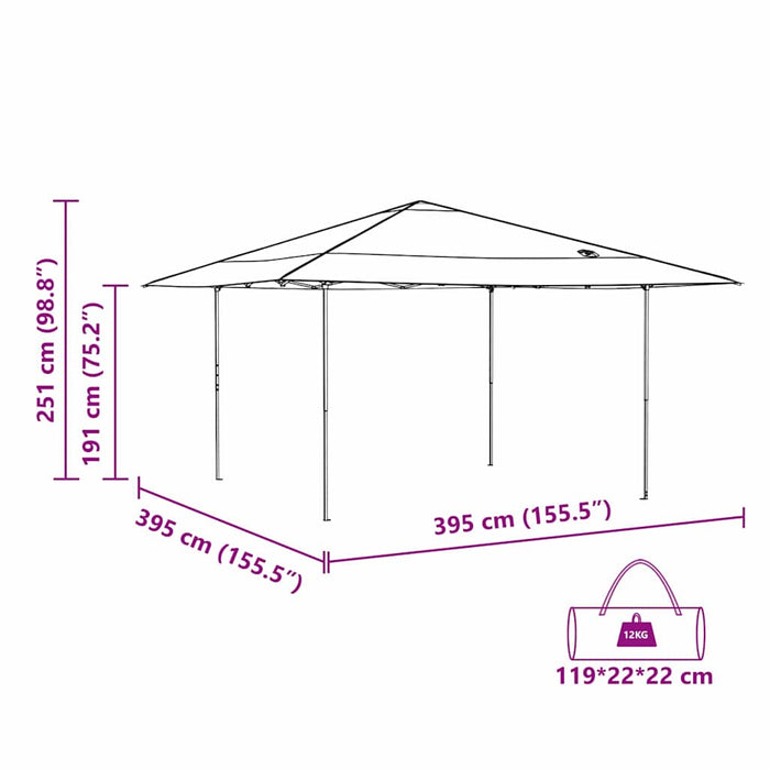 Cort cu Copertină Manual Portocaliu 395 x 395 x 251 cm țesătură - WALTI WALTI