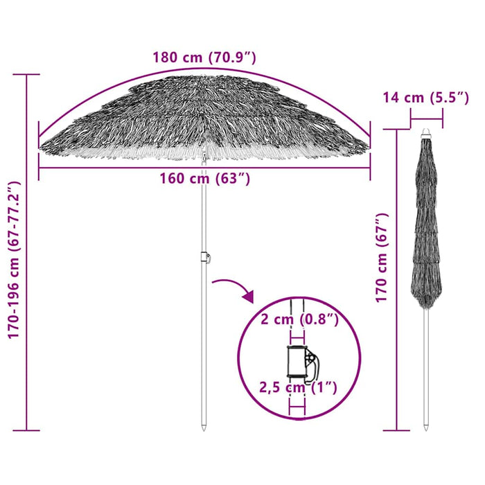 Parasol de Grădină natural 160 x 160 x 196 cm - WALTI WALTI