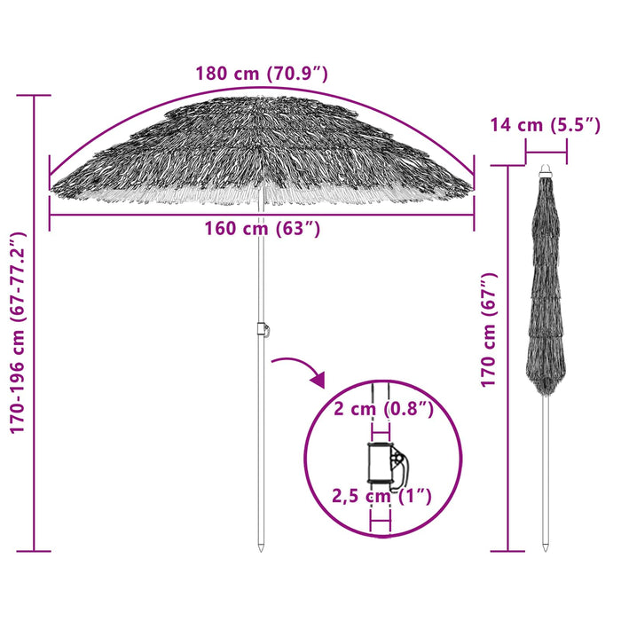 Parasol de Plajă natural 255 x 255 x 255 cm Poliester și oțel - WALTI WALTI