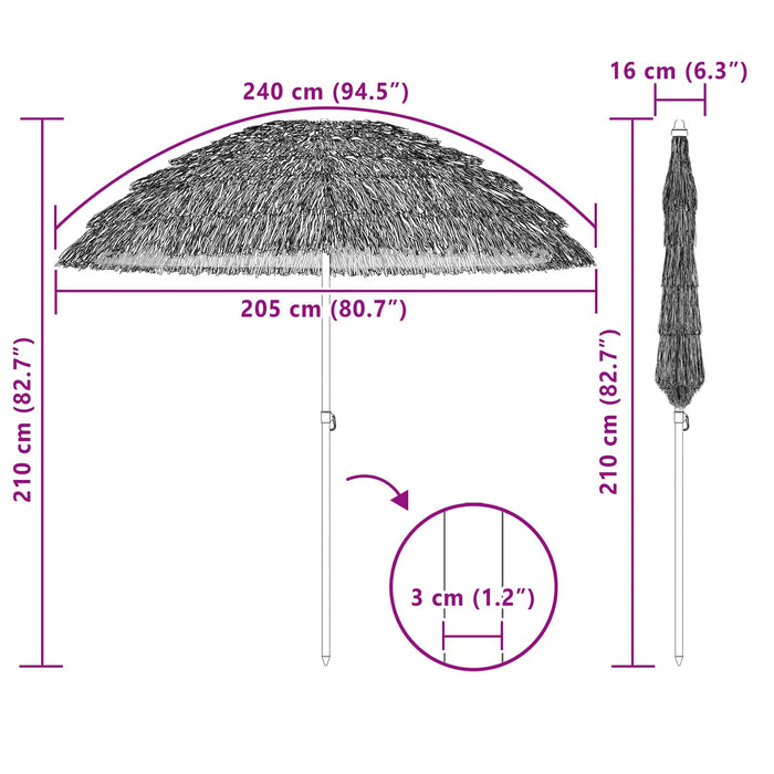 Parasol de Plajă natural 255 x 255 x 255 cm Poliester și oțel - WALTI WALTI