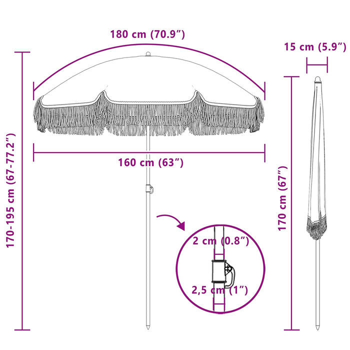 Parasol de Plajă Galben și alb 160 x 160 x 196 cm WALTI