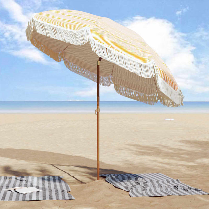 Parasol de Plajă Galben și alb 205 x 205 x 210 cm - WALTI WALTI