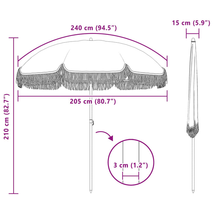 Parasol de Plajă Galben și alb 205 x 205 x 210 cm - WALTI WALTI
