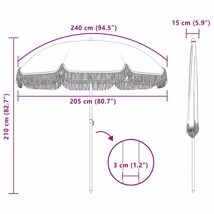 Parasol de Plajă Gri și alb 205 x 205 x 210 cm - WALTI WALTI