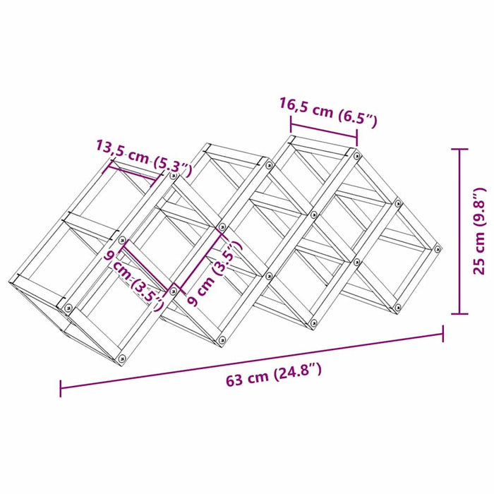 Raft pentru vin Negru 63 x 16.5 x 25 cm - WALTI WALTI