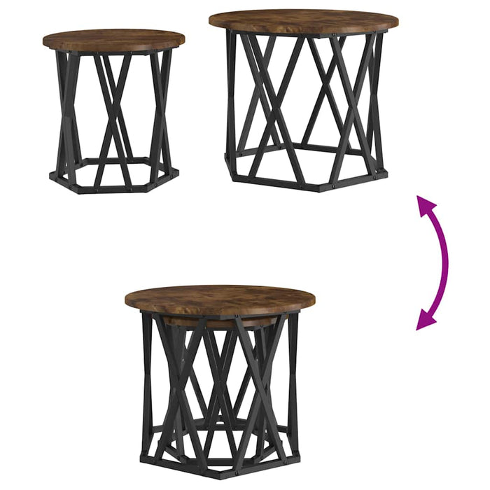 Masă laterală 2 pcs Stejar afumat 50 x 50 x 40 cm - WALTI WALTI