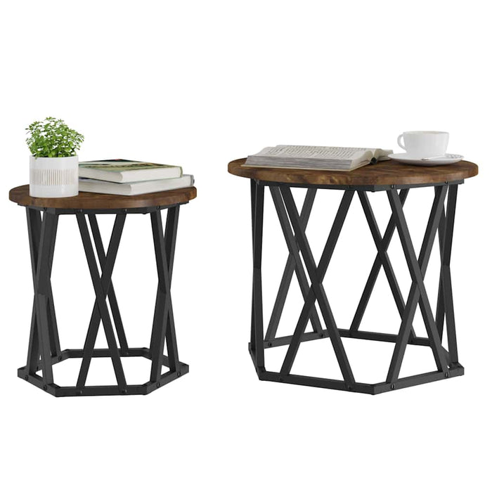 Masă laterală 2 pcs Stejar afumat 50 x 50 x 40 cm - WALTI WALTI