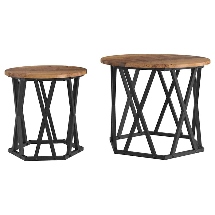 Masă laterală 2 pcs Lemn recuperat 50 x 50 x 40 cm - WALTI WALTI
