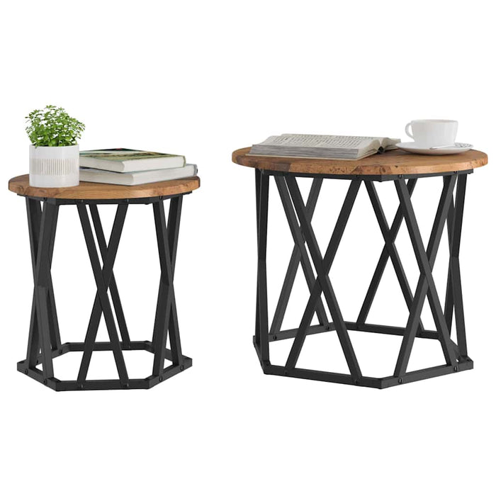 Masă laterală 2 pcs Lemn recuperat 50 x 50 x 40 cm - WALTI WALTI