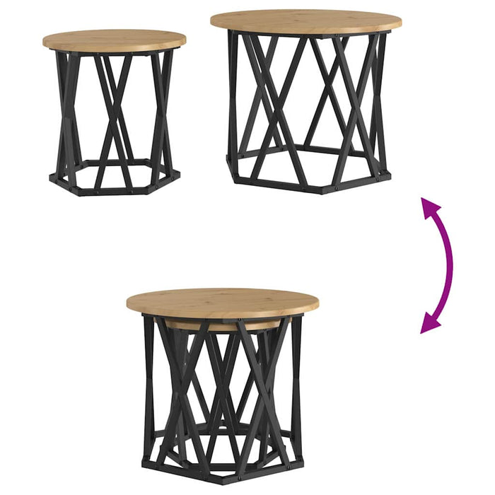 Masă laterală 2 pcs stejar artizanal 50 x 50 x 40 cm - WALTI WALTI